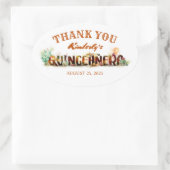 メキシコキンセアニェラ誕生日ありがとう 楕円形シール (バッグ)