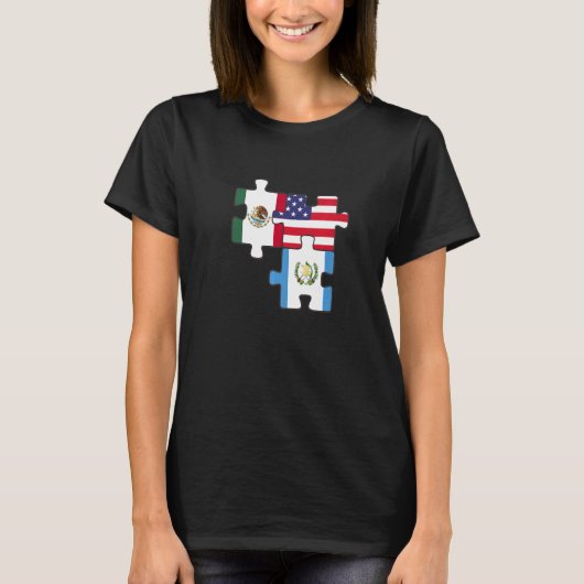 メキシコグアテマラとアメリカパズル Tシャツ (正面)