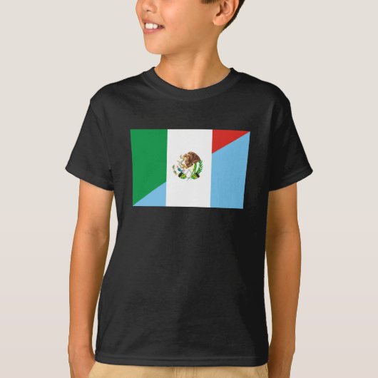 メキシコグアテマラの半分の旗の国の記号 Tシャツ (正面)