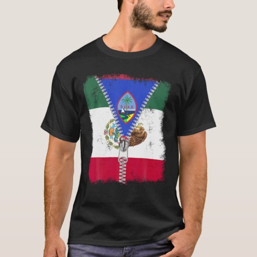 メキシコグアムシャモロ国旗のジップTシャツ Tシャツ (正面)