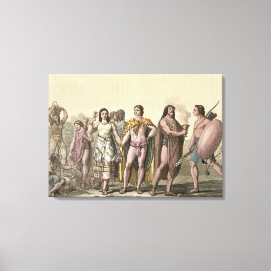 メキシココスチューム(色版木、銅版、版画) キャンバスプリント (正面)