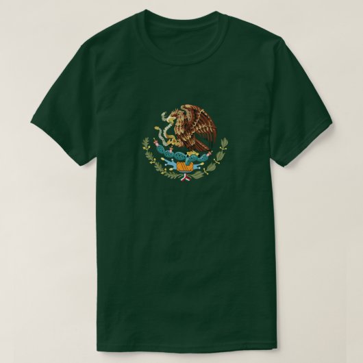 メキシココートオブアームズメンズグリーンTシャツ Tシャツ (デザイン正面)