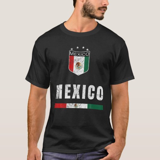 メキシコサッカーファンのジャージーメキシコ国旗のサッカー Tシャツ (正面)