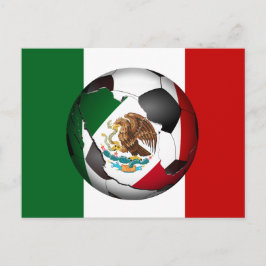 メキシコサッカーボール(国旗の色の背景あり) ポストカード