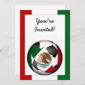 メキシコサッカーボール（国旗の色の背景あり） 招待状 (正面/裏面)