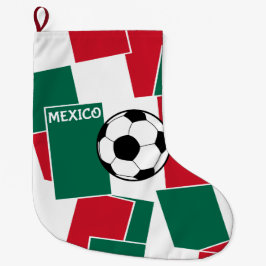メキシコサッカー国旗 ラージクリスマスストッキング