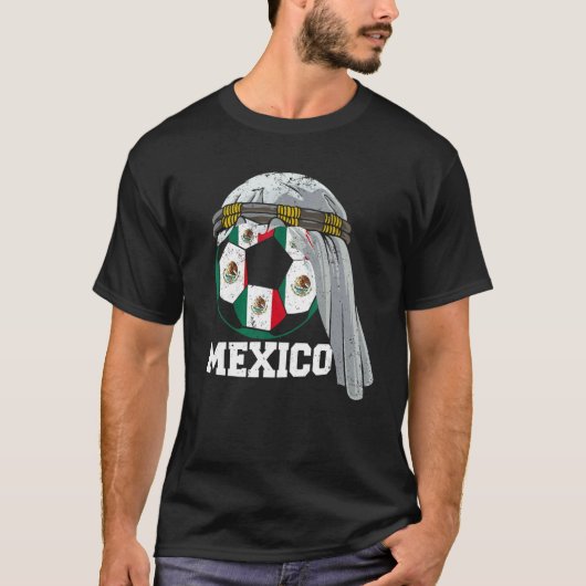 メキシコサッカー2022メキシコ国旗のボールアラブ・ケフィエ Tシャツ (正面)