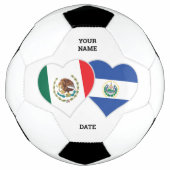 メキシコサルバドル国旗の個人用設定ハート サッカーボール (正面)