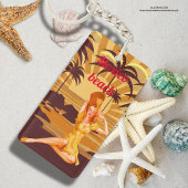 メキシコサンセットビーチヴィンテージレディーバケーションギフト キーホルダー