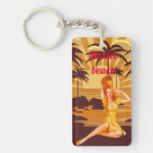 メキシコサンセットビーチヴィンテージレディーバケーションギフト キーホルダー (正面)