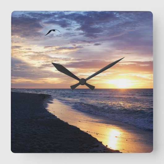 メキシコサンライズオンザビーチ スクエア壁時計 (正面)