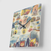 メキシコシティおよび周辺の寓話的な地図 スクエア壁時計 (傾斜)