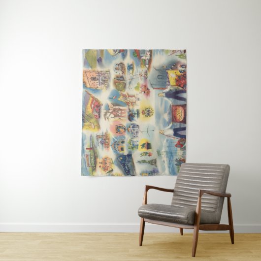 メキシコシティおよび周辺の寓話的な地図 タペストリー (インサイチュ)