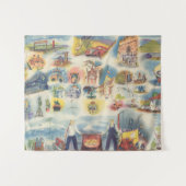 メキシコシティおよび周辺の寓話的な地図 タペストリー (正面(横))