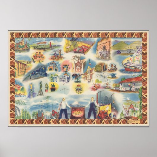 メキシコシティと周辺地域の寓意地図 ポスター (正面)