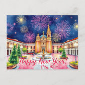 メキシコシティに打ち上げられる新年の花火 ポストカード (正面)