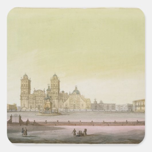 メキシコシティのメイン広場のビュー(color eng) スクエアシール (正面)