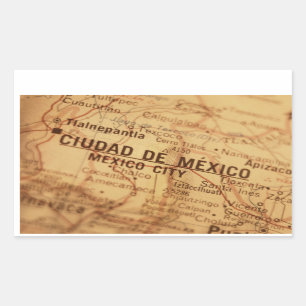 メキシコシティのヴィンテージの地図 長方形シール