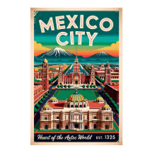 メキシコシティのヴィンテージイラスト レトロな旅のデザイン