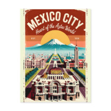 メキシコシティのヴィンテージイラスト レトロな旅のデザイン