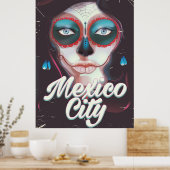 メキシコシティの死者の旅行ポスター ポスター (キッチン)