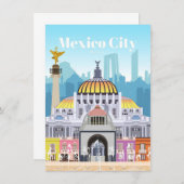 メキシコシティへの旅行アート サンキューカード (正面/裏面)