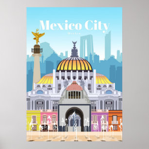 メキシコシティへの旅行アート ポスター