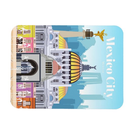 メキシコシティへの旅行アート マグネット (横)