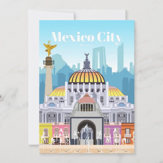 メキシコシティへの旅行アート 招待状 (正面)