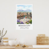 メキシコシティアートプリント歴史的な広場の風景 ポスター (キッチン)