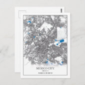 メキシコシティセントラルアメリカトラベル通りの地図 ポストカード (正面/裏面)