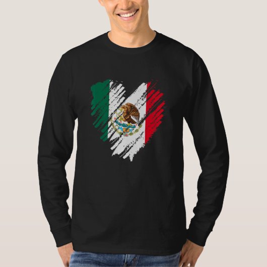メキシコシティメキシコ国旗のハートメキシコ Tシャツ (正面)