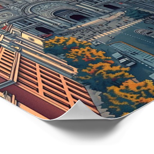 メキシコシティメキシコ芸術的旅行イラストレーション ポスター (角)