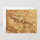 メキシコシティヴィンテージの地図 ポストカード (正面/裏面)