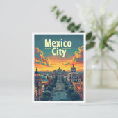 メキシコシティヴィンテージアートトラベルイラストレーション ポストカード (スタンド正面)
