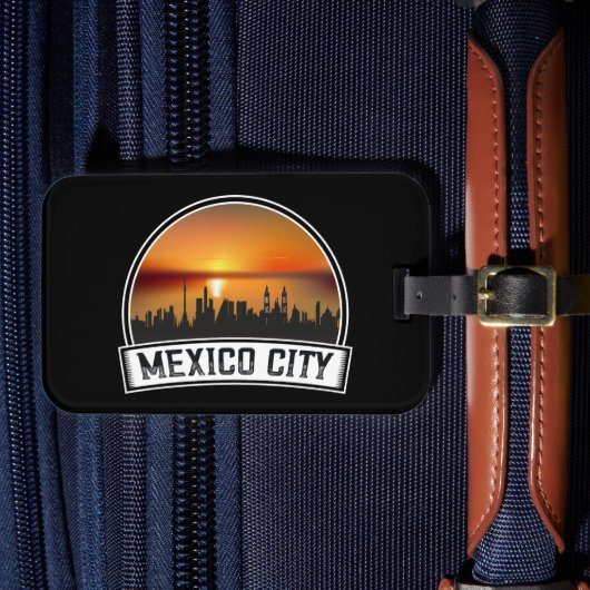 メキシコシティヴィンテージサンセットシティスケープ ラゲッジタグ (正面インサイチュ4)