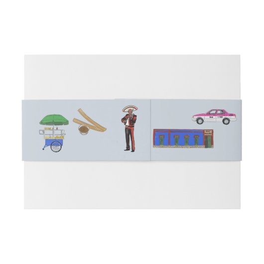 メキシコシティ水彩画 招待状ベリーバンド (裏面例)