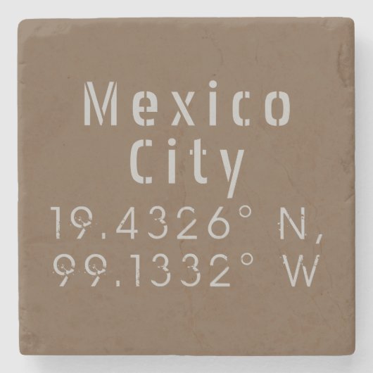 メキシコシティ緯度と経度 ストーンコースター (正面)