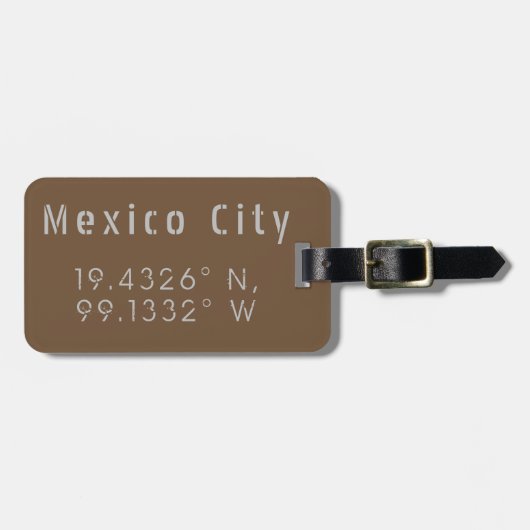 メキシコシティ緯度パーソナライズされた経度 ラゲッジタグ (正面横)