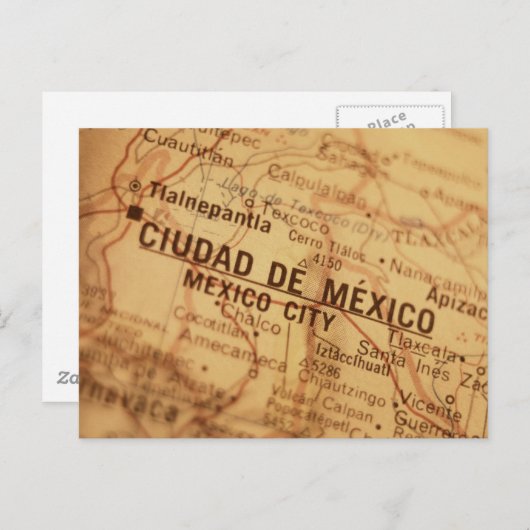 メキシコシティ ヴィンテージマップ ポストカード (正面/裏面)