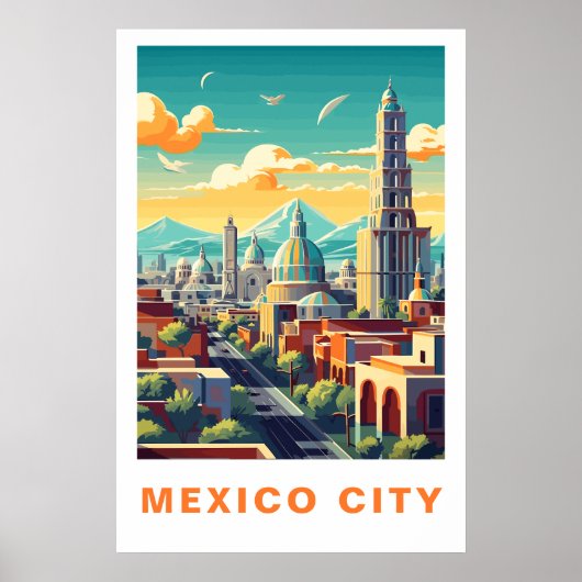 メキシコシティ ヴィンテージ トラベル アート ポスター (正面)