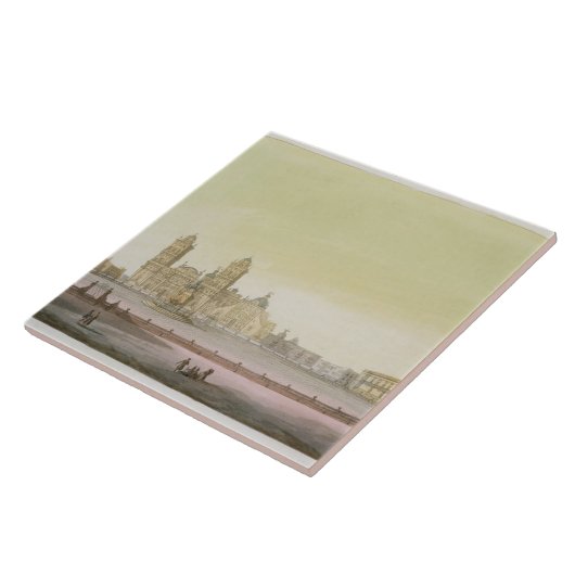 メキシコシティ(色の英語の主要広場の眺め タイル (側面)