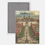 メキシコシティ CDMX ビンテージ 旅行 街並み マグネット (正面/裏面)