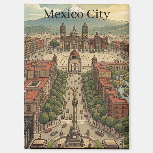 メキシコシティ CDMX ビンテージ 旅行 街並み マグネット (正面)