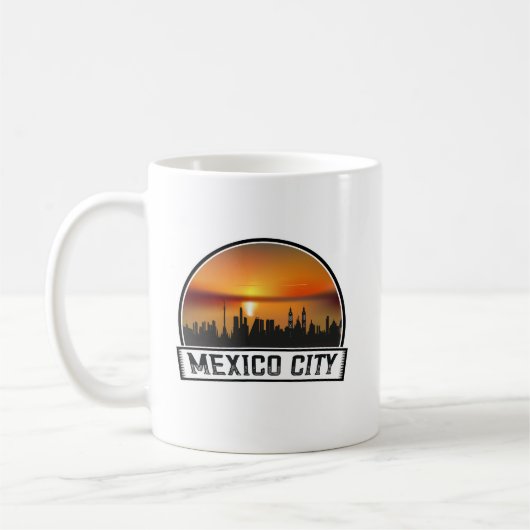 メキシコシティ CDMX ヴィンテージ 日没 スカイライン コーヒーマグカップ (左)