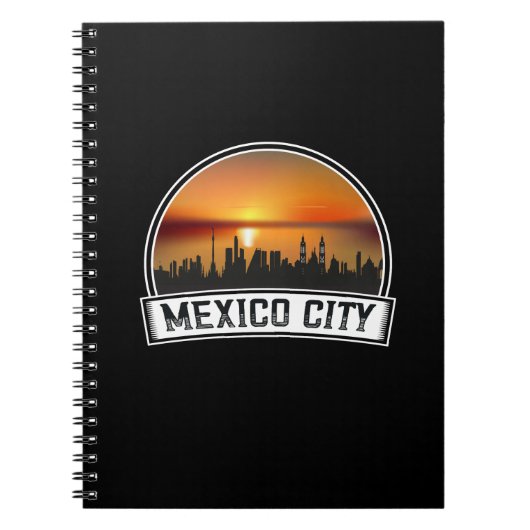 メキシコシティ CDMX ヴィンテージ 日没 スカイライン ノートブック (正面)