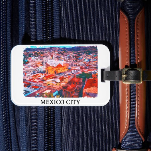 メキシコシティCDMX絵を描のパノラマビュー ラゲッジタグ (正面インサイチュ4)