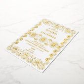 メキシコスカロップパペルピカドフローラホワイト結婚ズ 箔招待状 (回転した状態)