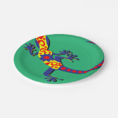 メキシコスタイルの青、黄色および赤いヤモリ ペーパープレート (アングル)