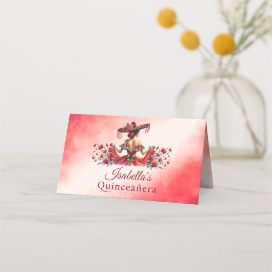 メキシコスタイルキンセアニラパーソナライズされた プレイスカード (裏面)